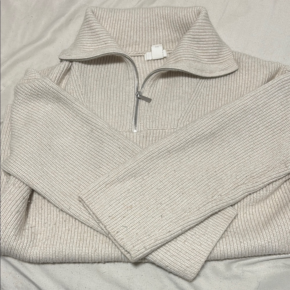 H&M Cream Half-Zip Sweater